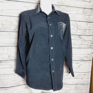 CHRISTINE ALEXANDER Black Long Sleeve Button Down Shirt Size Large